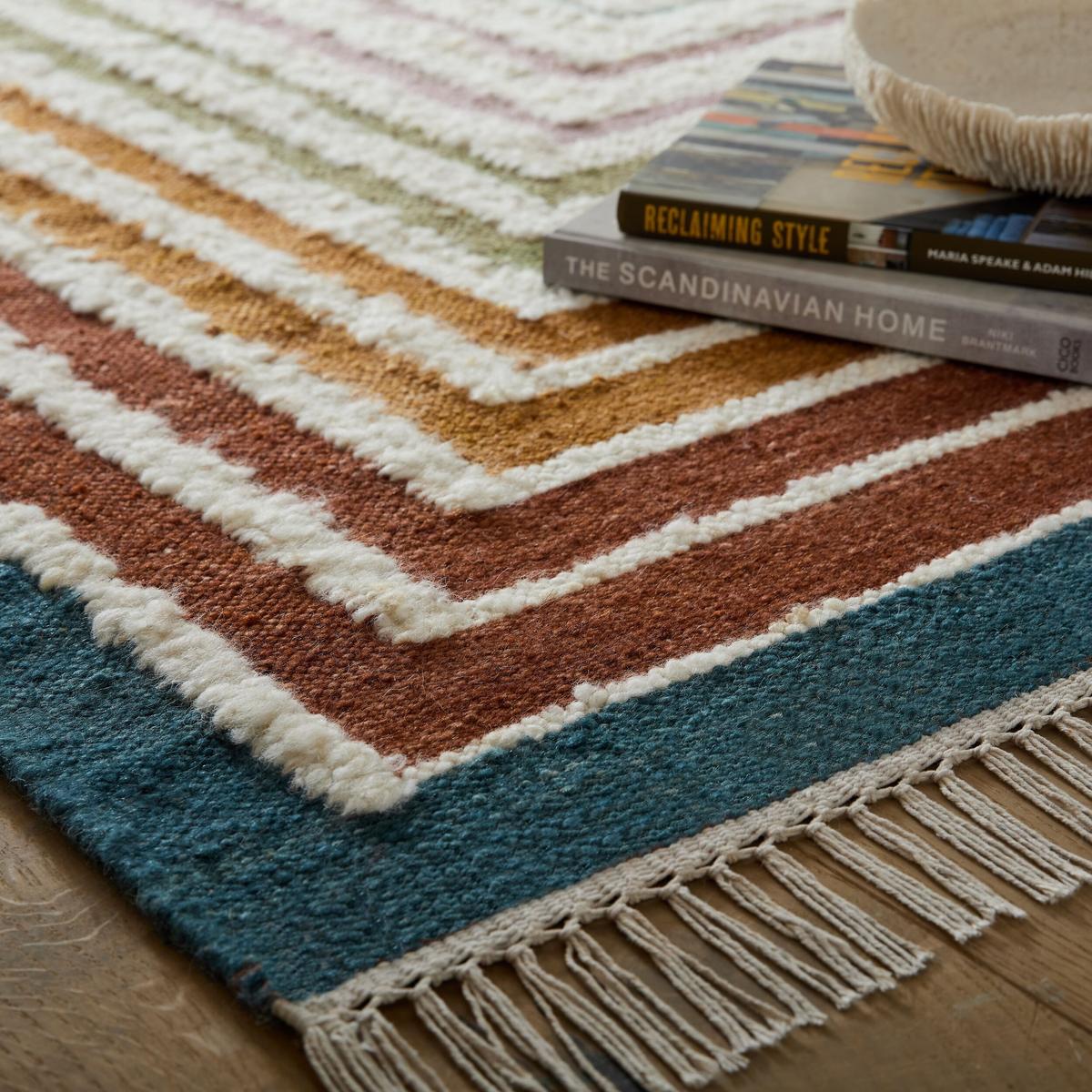 WOLLTEPPICH handgewebt FROND, geometrisch, Bunt, 140 x 200 cm - Multicolor, Textil (200/140cm) - KADIMA DESIGN