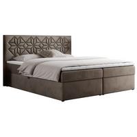 BOXBETT LEILA 160/200 Braun Velvet - H4 - Braun, Holz/Textil (160/200cm) - MKS