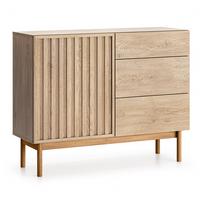 SIDEBOARD Santarco 1T 3S Eiche Cremona 106/84/37 cm – 1 Tür 3 Schubladen - Eichefarben, Holz/Holzwerkstoff (106/84/37cm) - AX Living