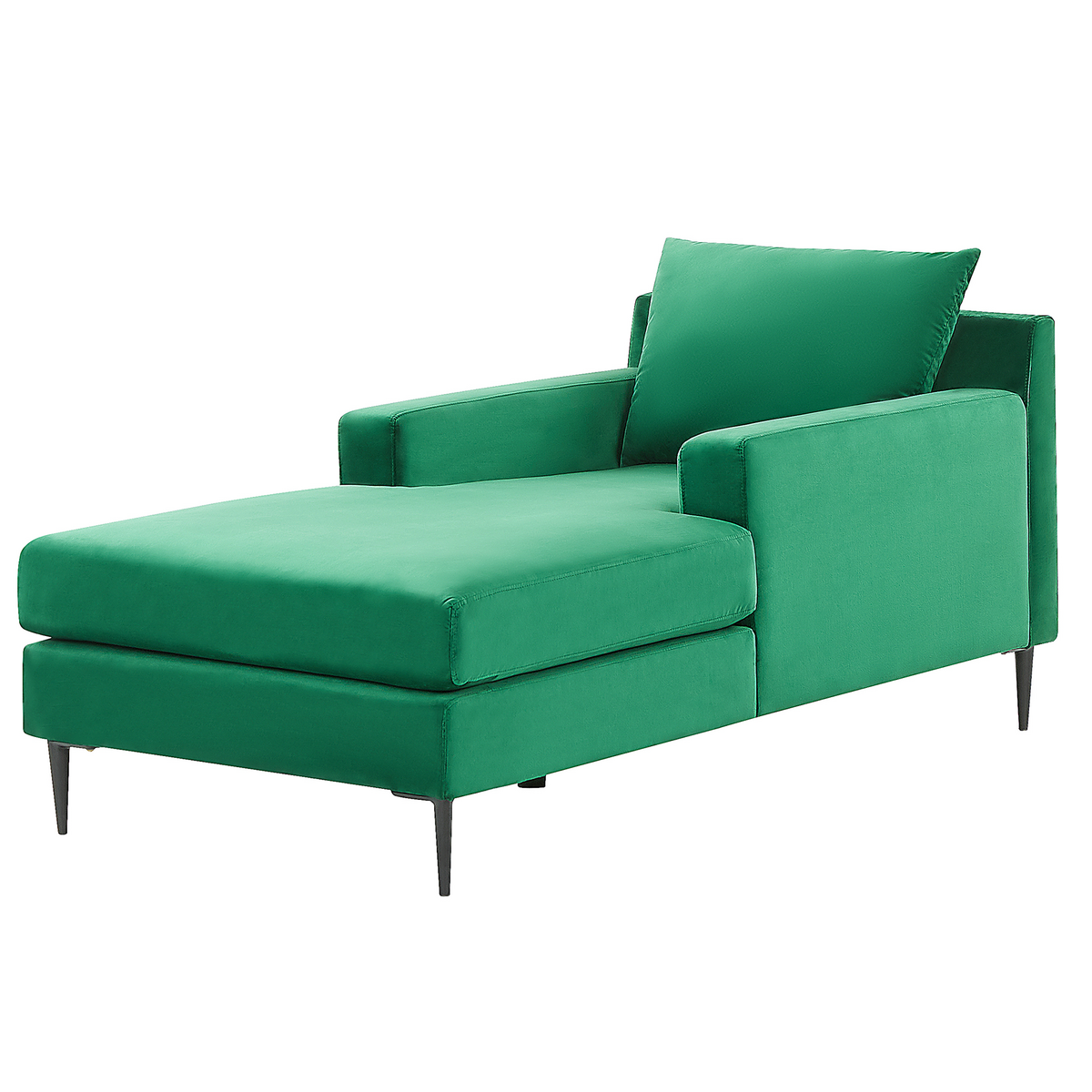 CHAISELONGUE Samtstoff grün/schwarz Gueret - Schwarz/Grün, Textil (88/73/165cm) - Beliani