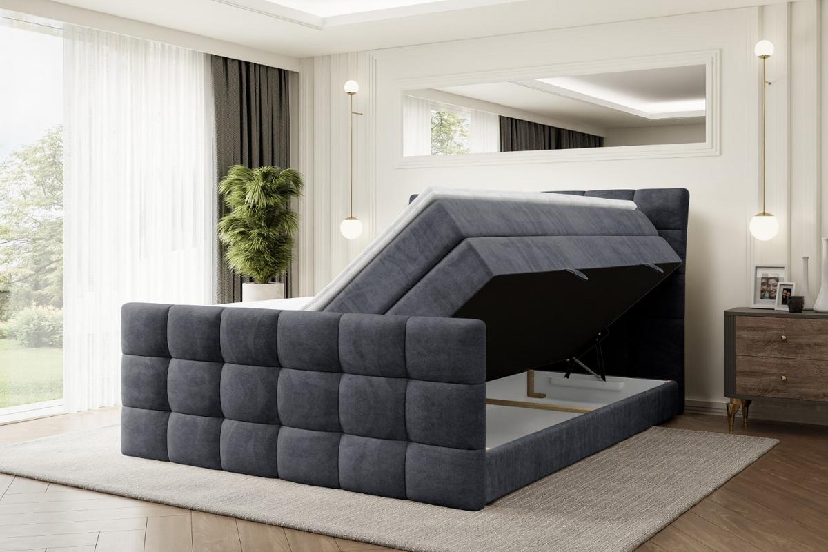BOXSPRINGBETT BRUGO-Z KING - 160 x 200 - H3/H4 - Dunkelgrau - Dunkelgrau, Holzwerkstoff (160/200cm) - ALTDECOR