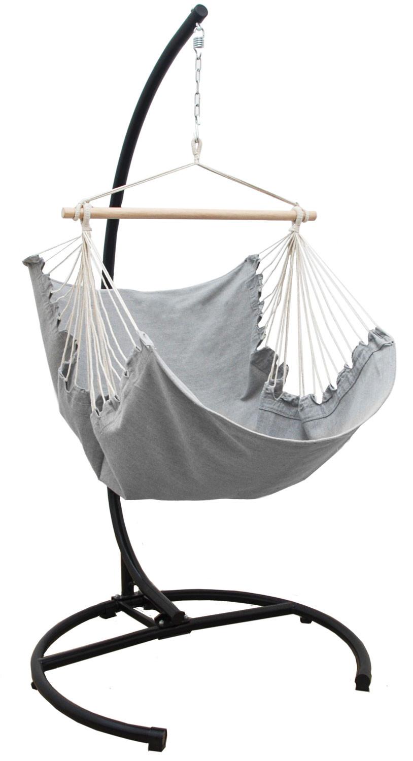 XL-HÄNGESESSEL inkl. Gestell bis 150kg, 210cm, Lilac-Grau - Grau, Metall (110/210/125cm) - Amanka