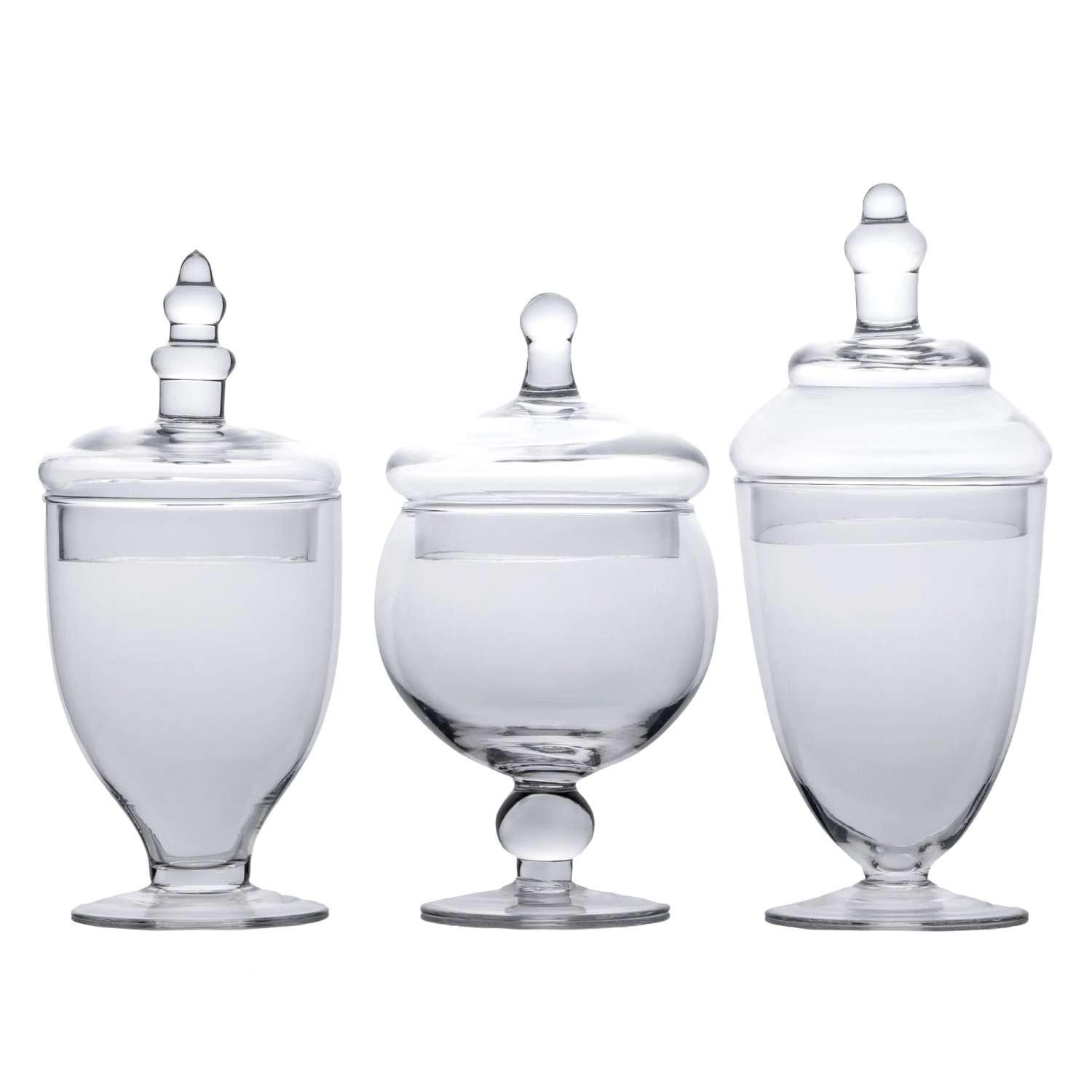 VORRATSGLAS SET für Süßigkeiten (3-tlg.) - Transparent, Glas (24.5/14.5/37.5cm) - Intirilife