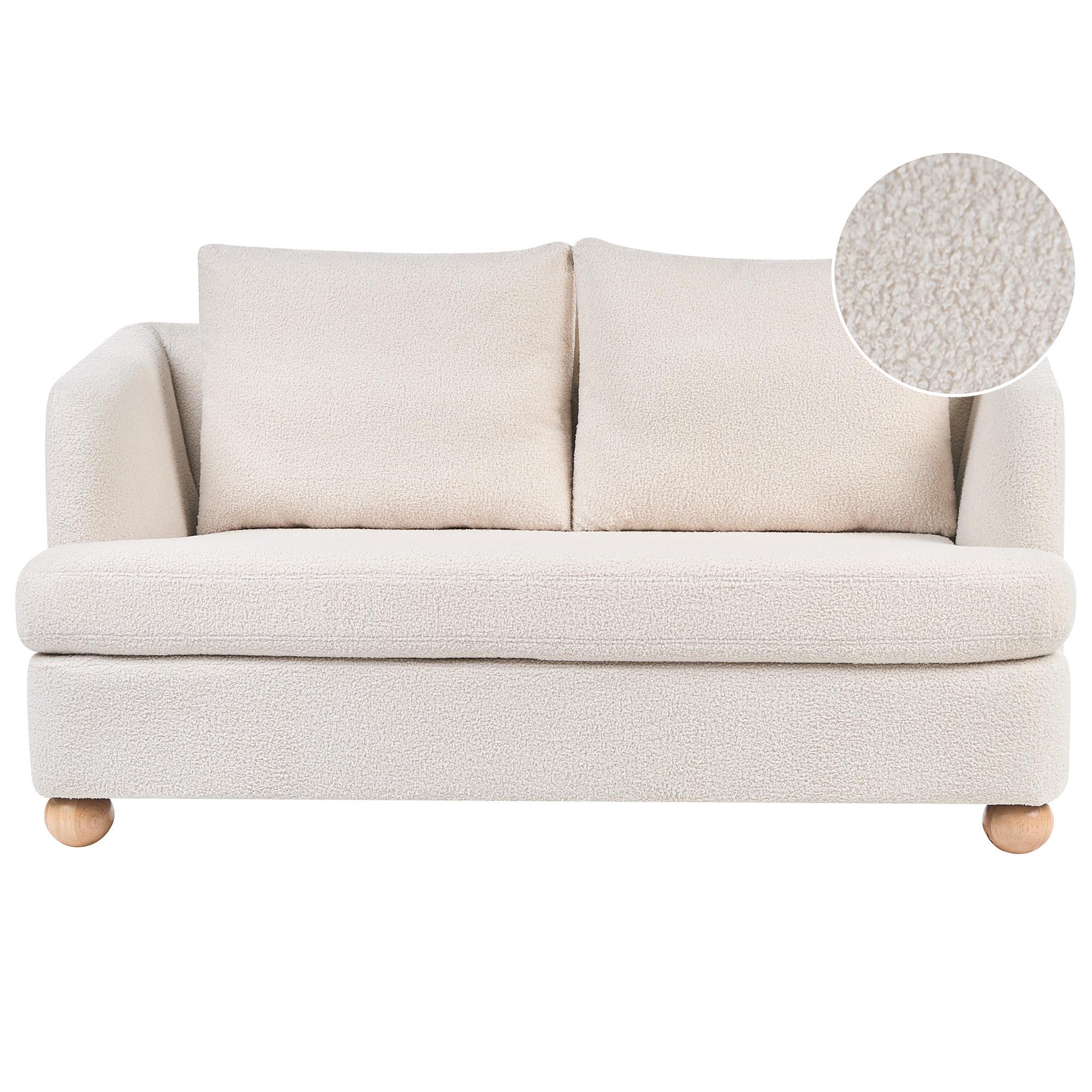 2-SITZER-SOFA Bouclé Cremeweiß Rattvik - Hellbraun, Textil (162/86/82cm) - Beliani