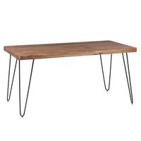 ESSTISCH Massivholz Metallbeine Handgefertigt BALU, Braun 120x80x76 cm - Schwarz/Braun, Holz/Metall (80/120/76cm) - KADIMA DESIGN