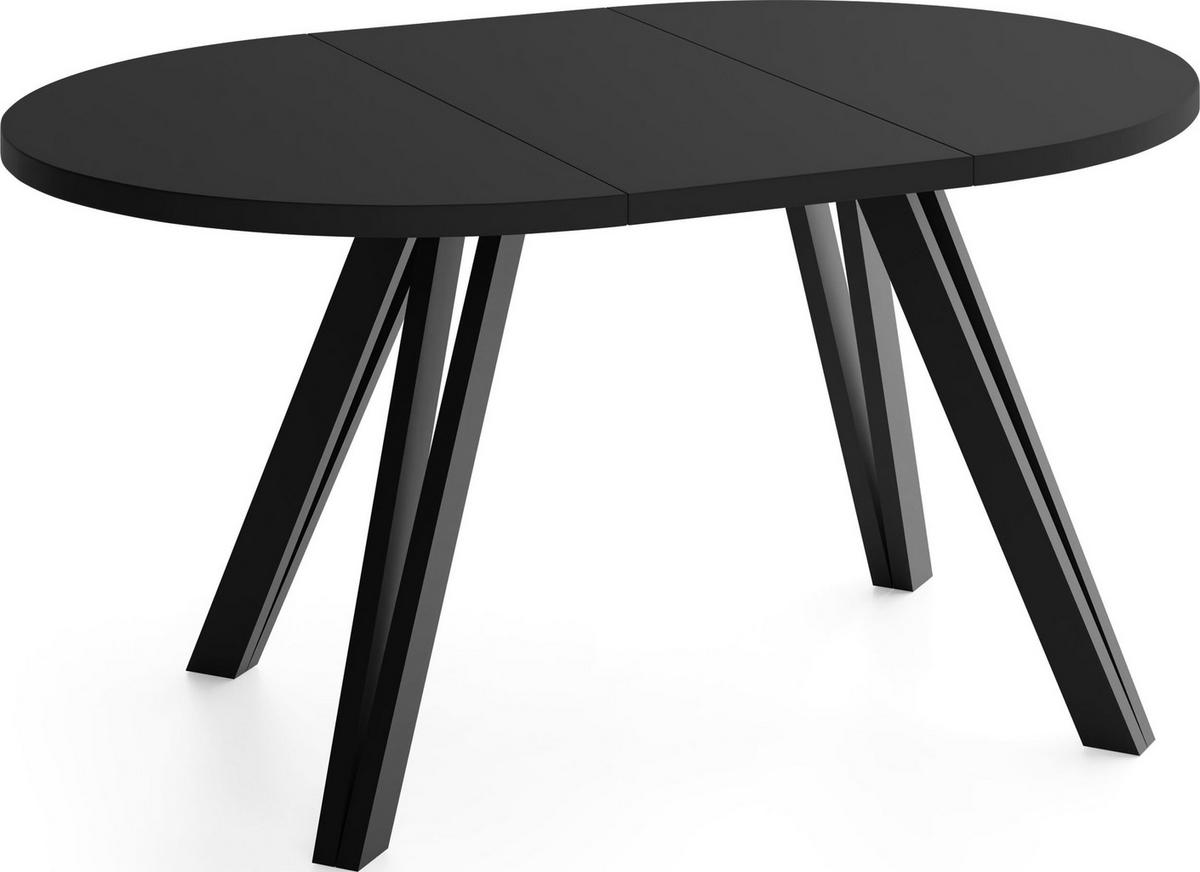ESSTISCH Ravero runder ausziehbarer, Schwarz 100-140/100/77 cm - Schwarz, Holz/Holzwerkstoff (100/140/76.5cm) - WFL GROUP