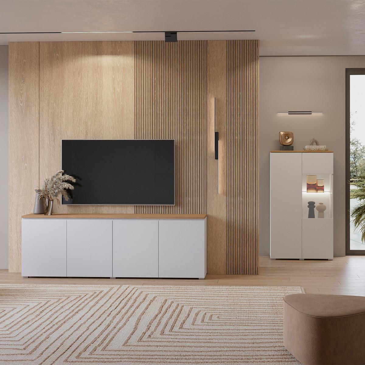 SIDEBOARD Liko Weiß und Holz - Weiß, Holzwerkstoff (200/67.9/34.5cm) - Petits-meubles