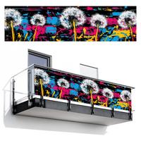 BALKON-SICHTSCHUTZ Straßenkunst - Bunt - Wand Witterungsbeständig 300x80 cm - Schwarz, Kunststoff (300/80cm) - MuchoWow