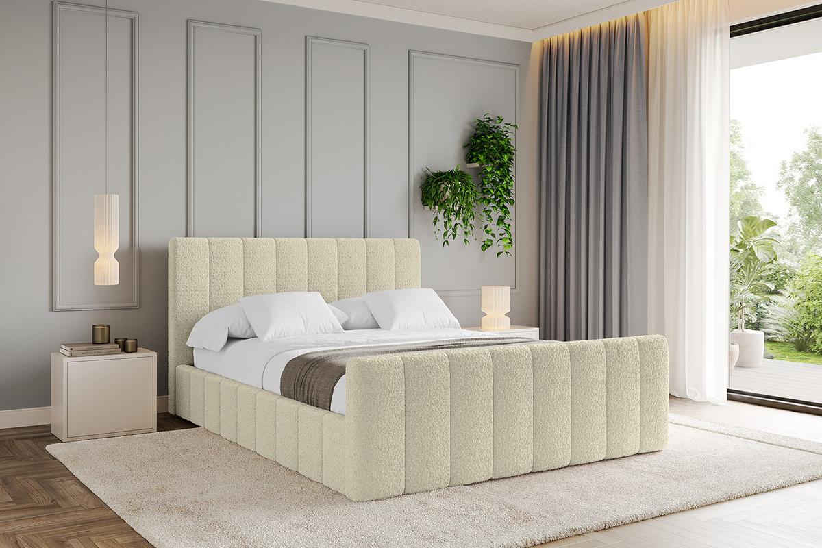 POLSTERBETT mit Bettkasten, Fußteil und Lattenrost, Boxbett ohne Matratze - FINO-Z 180x200 Beige - Taupe, Holzwerkstoff/Textil (180/200cm) - ALTDECOR