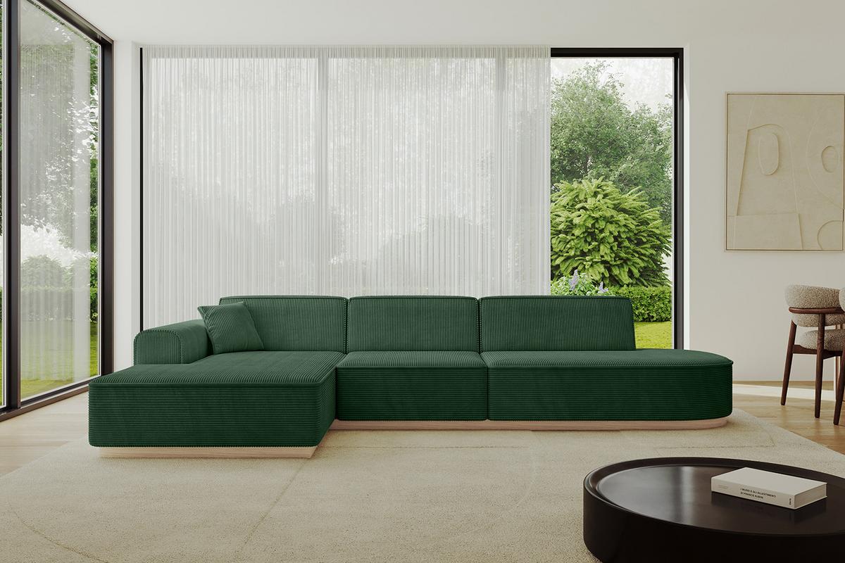 ECKSOFA Ottomane Links IREA-L2 - 327x165x80 cm Grün - Currygelb, Holzwerkstoff/Textil (327/165cm) - ALTDECOR