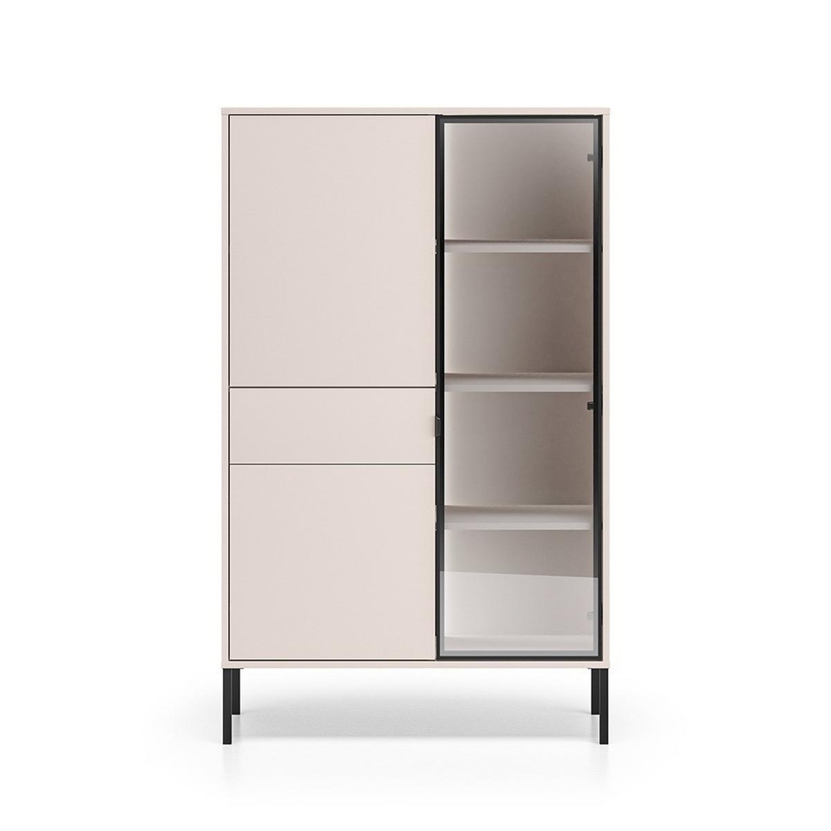 GESCHIRRSCHRANK Paige Kaschmir und Schwarz - Beige, Holzwerkstoff (92/150/40cm) - Petits-meubles