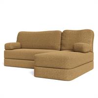 ECKSOFA SABI modulares Boneless Sofa mit Schlaffunktion Orange Boucle-Stoff - Gelb, Textil (200/120cm) - MASSENO