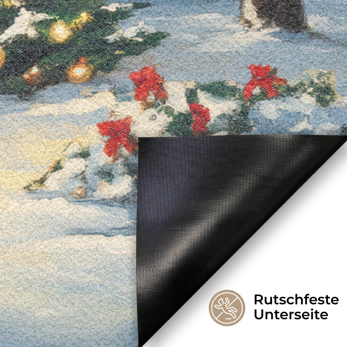 FUSSMATTE Weihnachten - Weihnachtsbaum - Winter - Zuhause - Schnee Schmutzfänger 60x40 cm - Multicolor, Kunststoff (60/0.4cm) - MuchoWow