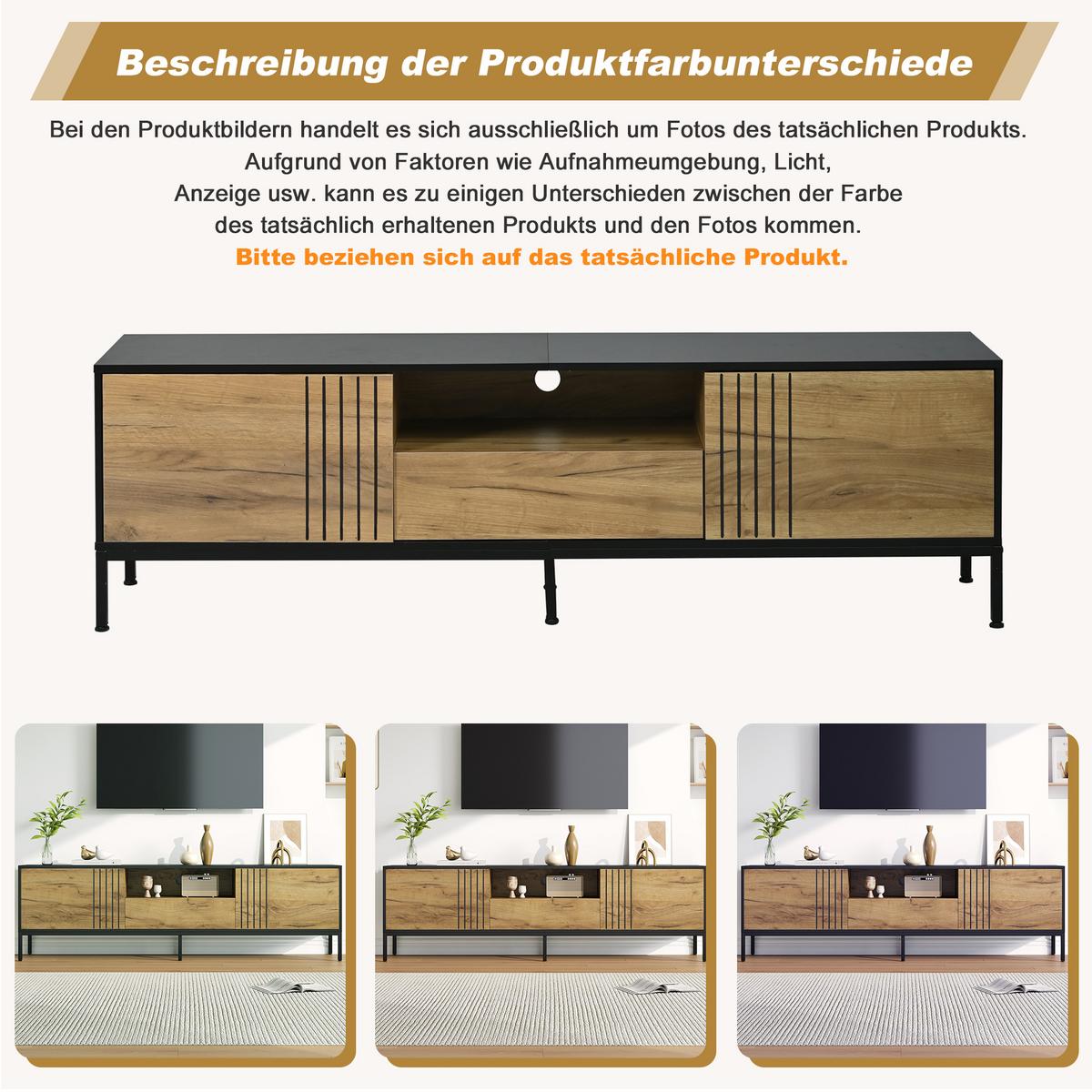 TV-LOWBOARD holzoptik & schwarz - Eichefarben, Holzwerkstoff (170/50/35cm) - Urban Meuble