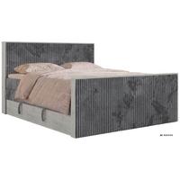BOXSPRINGBETT NORDIC KING DUO 140/200 - Grau Cord - Topper Visco - H3 - Schwarz/Grau, Kunststoff/Textil (140/200cm) - MKS