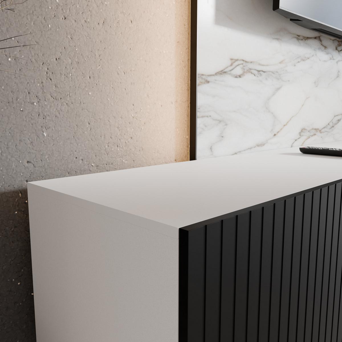 LOWBOARD LIVO 200/41/40 cm, Hängender TV-Schrank Weiß / Schwarz - Schwarz/Weiß, Holzwerkstoff (200/41/40cm) - MASSENO