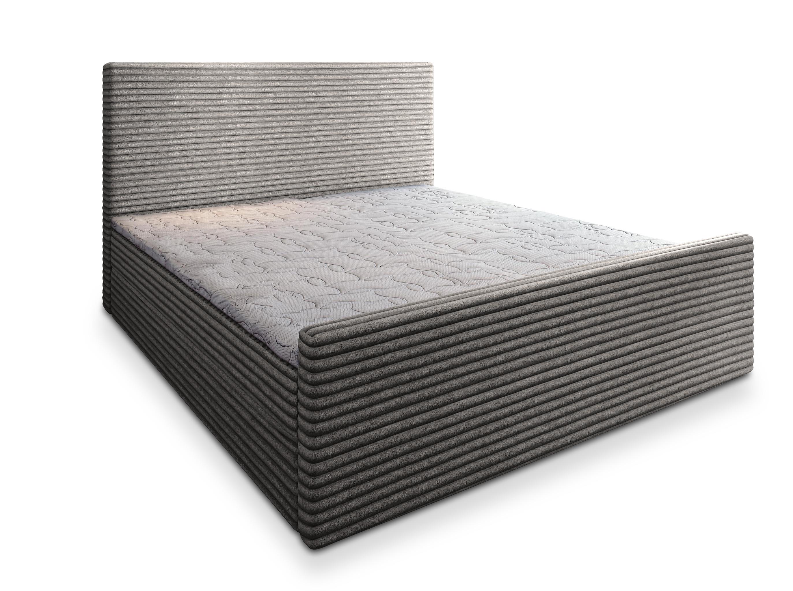 BOXBETT BRENTO 180x200 cm mit Matratze und Topper - Hellgrau - Hellgrau, Holz (180/200cm) - MASSENO