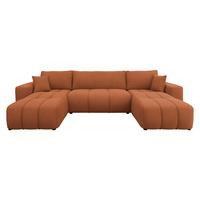 WOHNLANDSCHAFT Furyn U - Schwarz/Orange, Holz/Kunststoff (312/82/145cm) - MIRJAN24