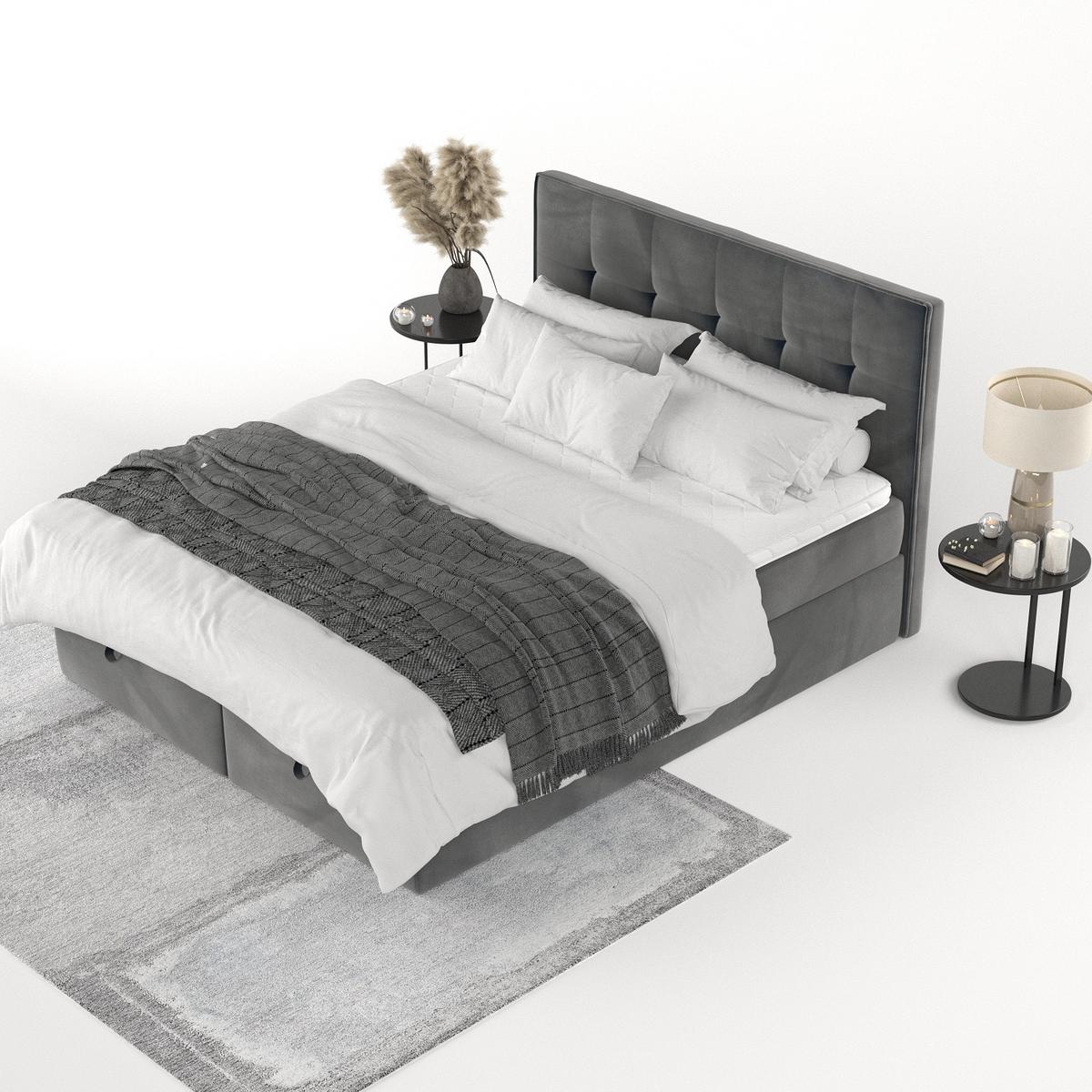 BOXBETT Tivra 160/200 cm Anthrazit im Paros Stoff - Anthrazit/Schwarz, Holz/Holzwerkstoff (160/200cm) - AltaBeds