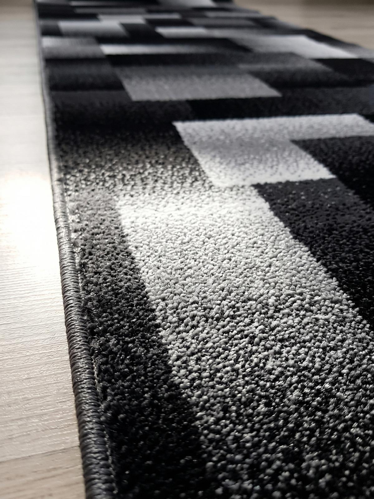 TEPPICH Kurzflor ASPEN in Schwarz, abstrakt kariert, 80 x 300 cm - Schwarz, Textil (300/80cm) - KADIMA DESIGN