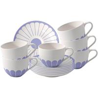KAFFEETASSEN MIT UNTERTASSEN Fleur Couleur Bleu 160 ml 6er Set - Blau, Keramik (14.8/8.9/14.8cm) - Villeroy & Boch