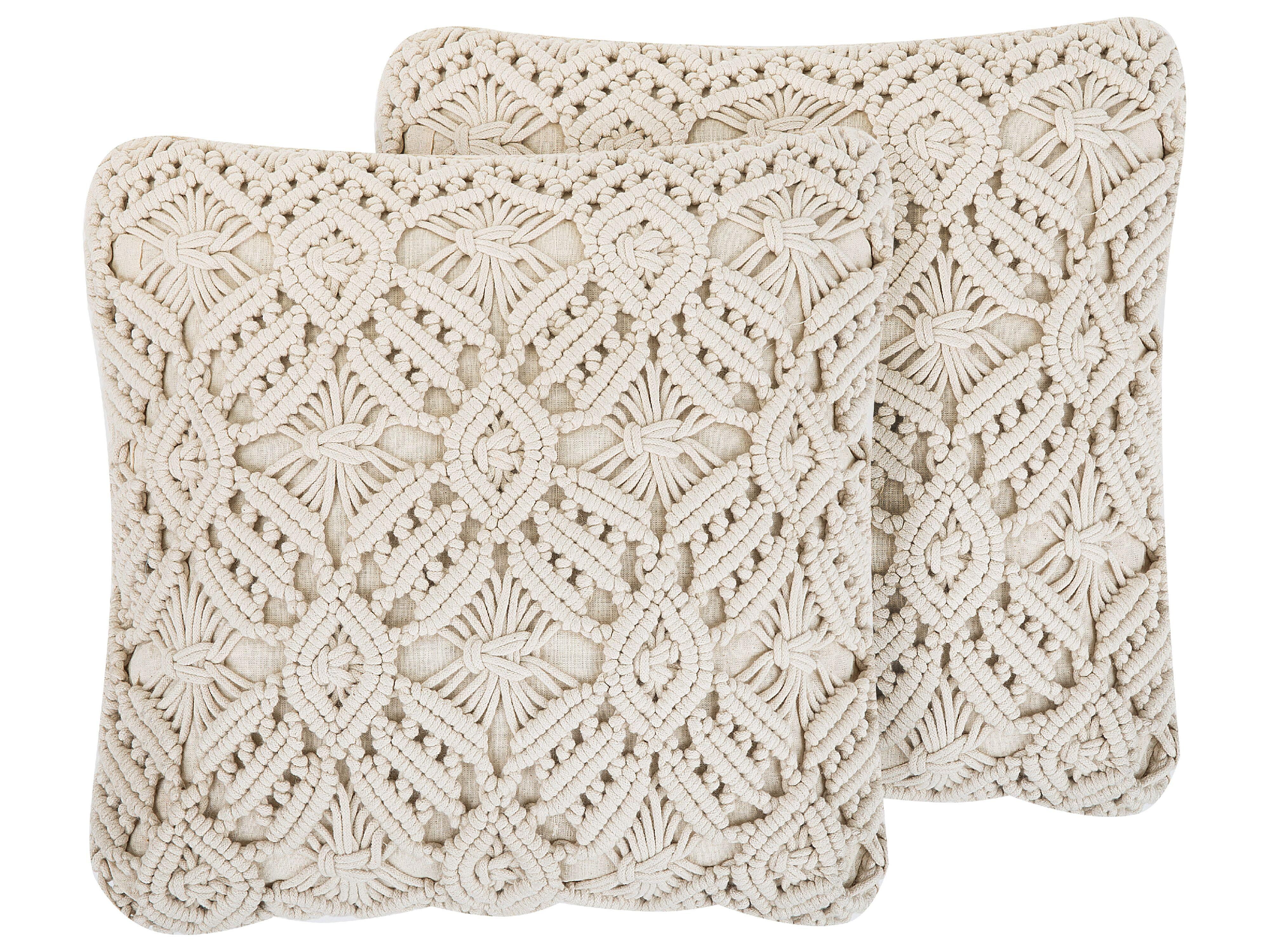 DEKOKISSEN 2er-Set Beige 50/50 cm Esenkoy - Beige, Textil (45/45cm) - Beliani