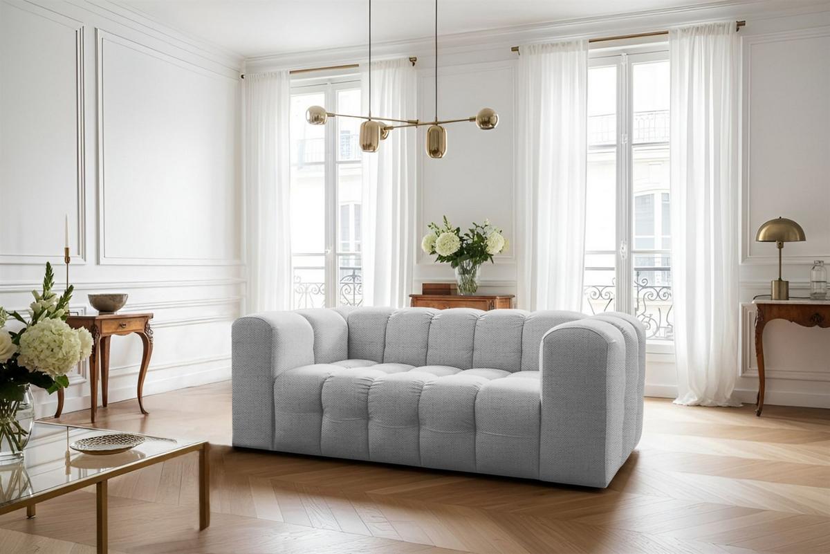 SOFASET Solvie 2-2 In Moly - Hellgrau, Holzwerkstoff/Textil (200/75/106cm) - Fun Möbel