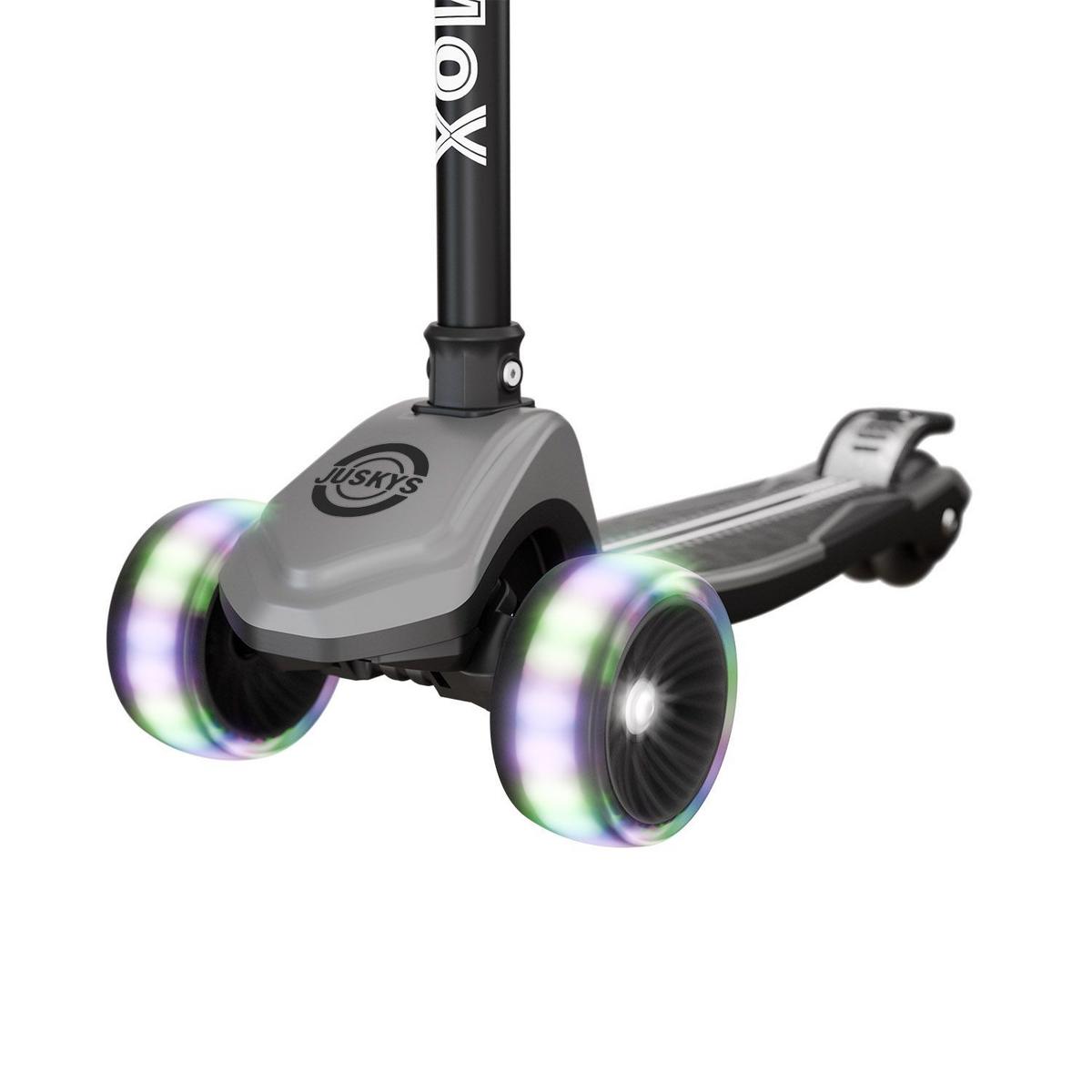 KINDERROLLER Lumox höhenverstellbarer Lenker inkl. Leuchtränder schwarz - Schwarz, Metall (28/59cm) - Juskys