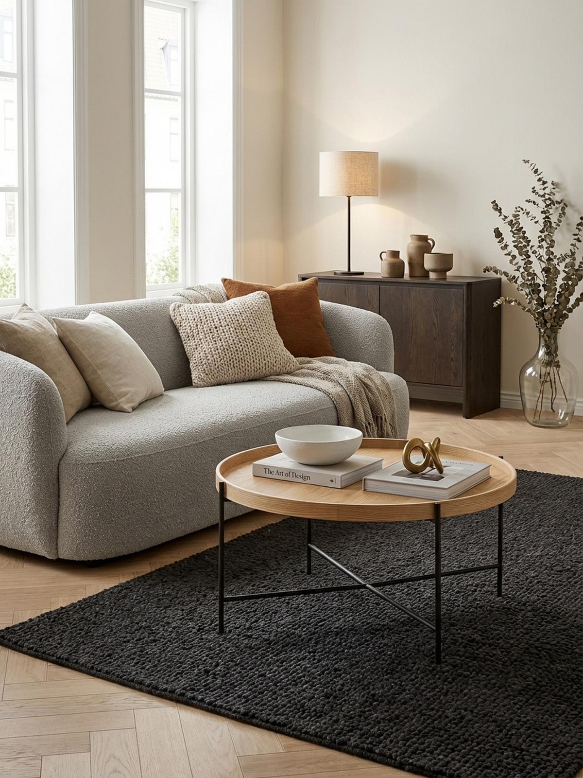 COUCHTISCH Eichenholz Furnier mit stabilem Metallgestell, Modernes zeitloses Design - Schwarz/Braun, Holz/Metall (78/78/40cm) - KADIMA DESIGN