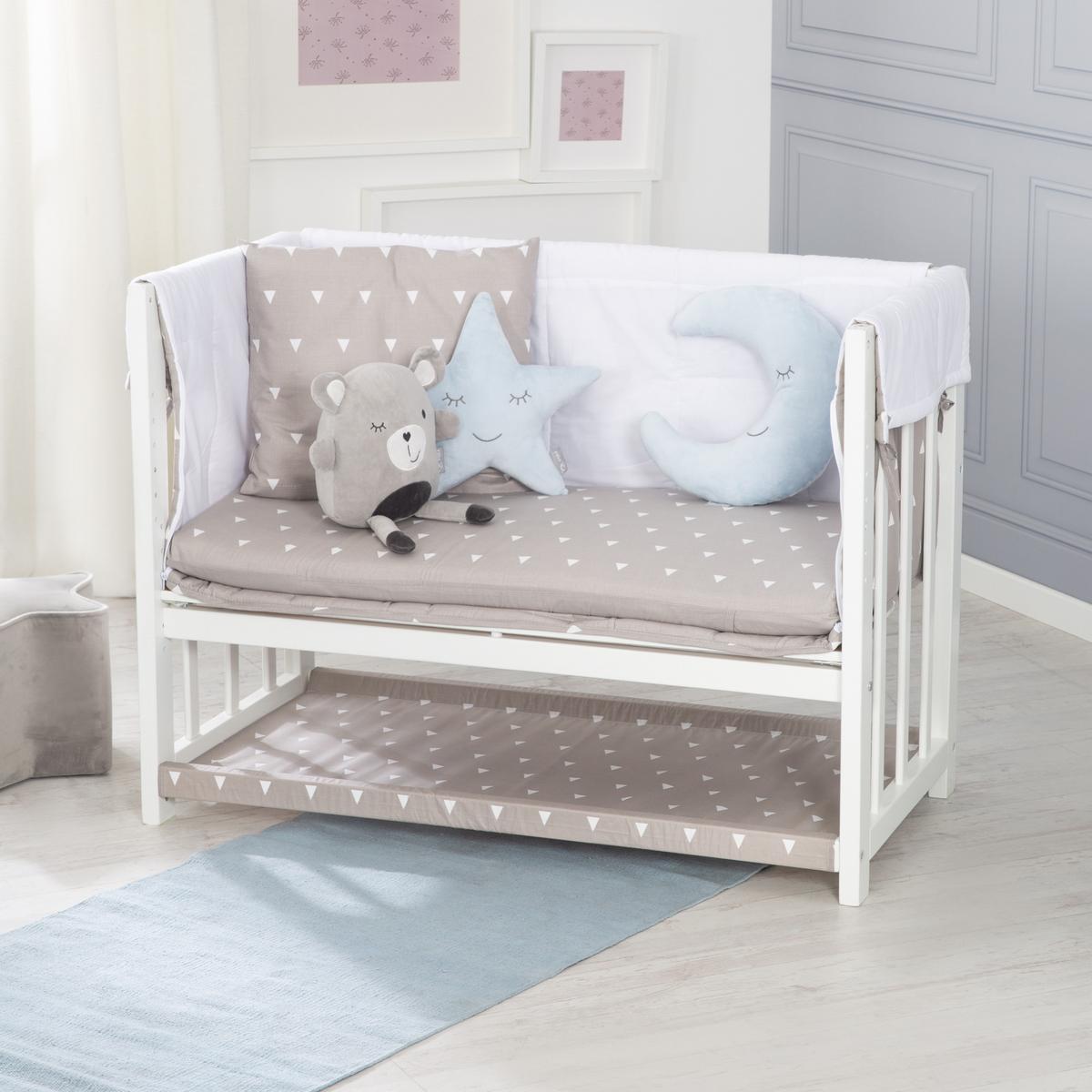 BEISTELLBETT Indibär 4in1 Set 90 x 45 cm - Taupe/Weiß, Holzwerkstoff (45/90cm) - Roba
