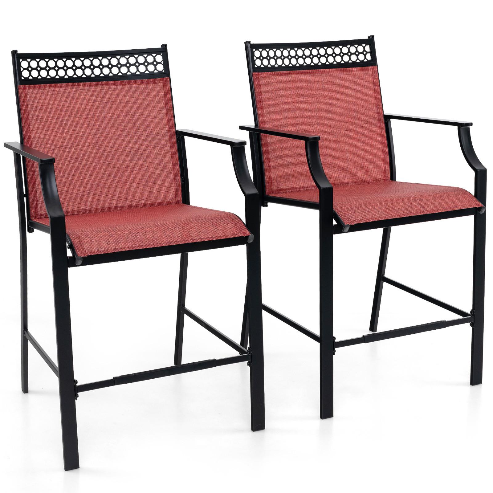 GARTENSTÜHLE Rot(2er-Set) - Rot, Metall (66/114/62cm) - COSTWAY