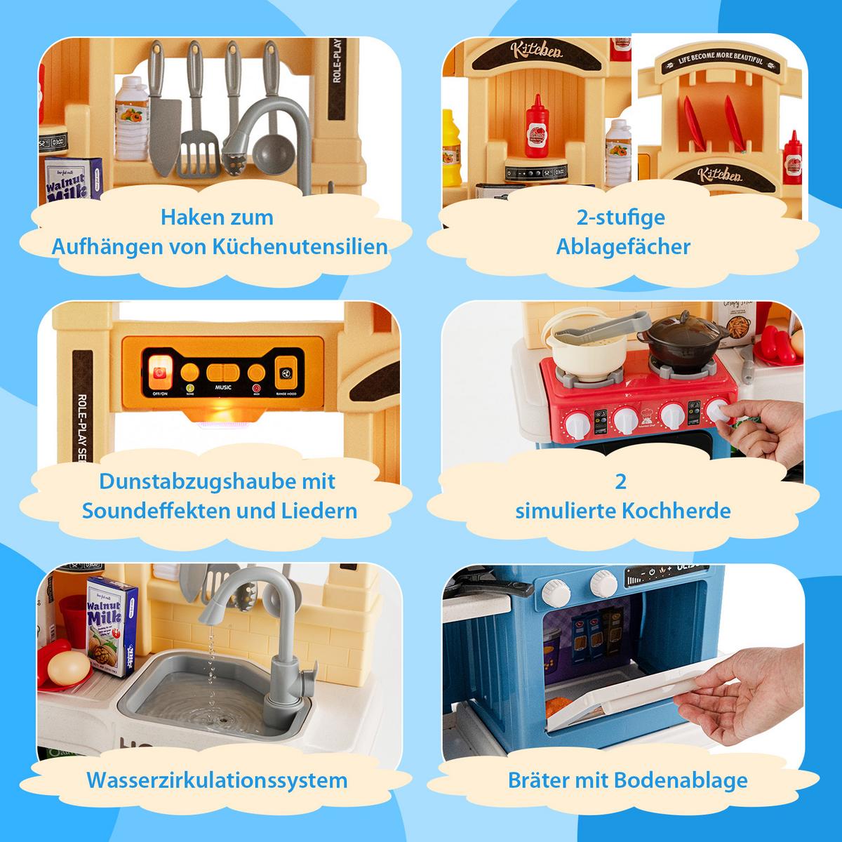 SPIELKÜCHENSET Blau - Blau, Kunststoff (66/83/23cm) - COSTWAY