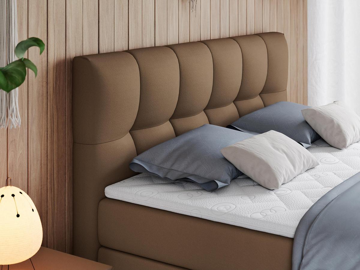 BOXSPRINGBETT ALVIN KING 120/200 Braun Kunstleder - H4 - Braun, Holz/Textil (120/200cm) - MKS
