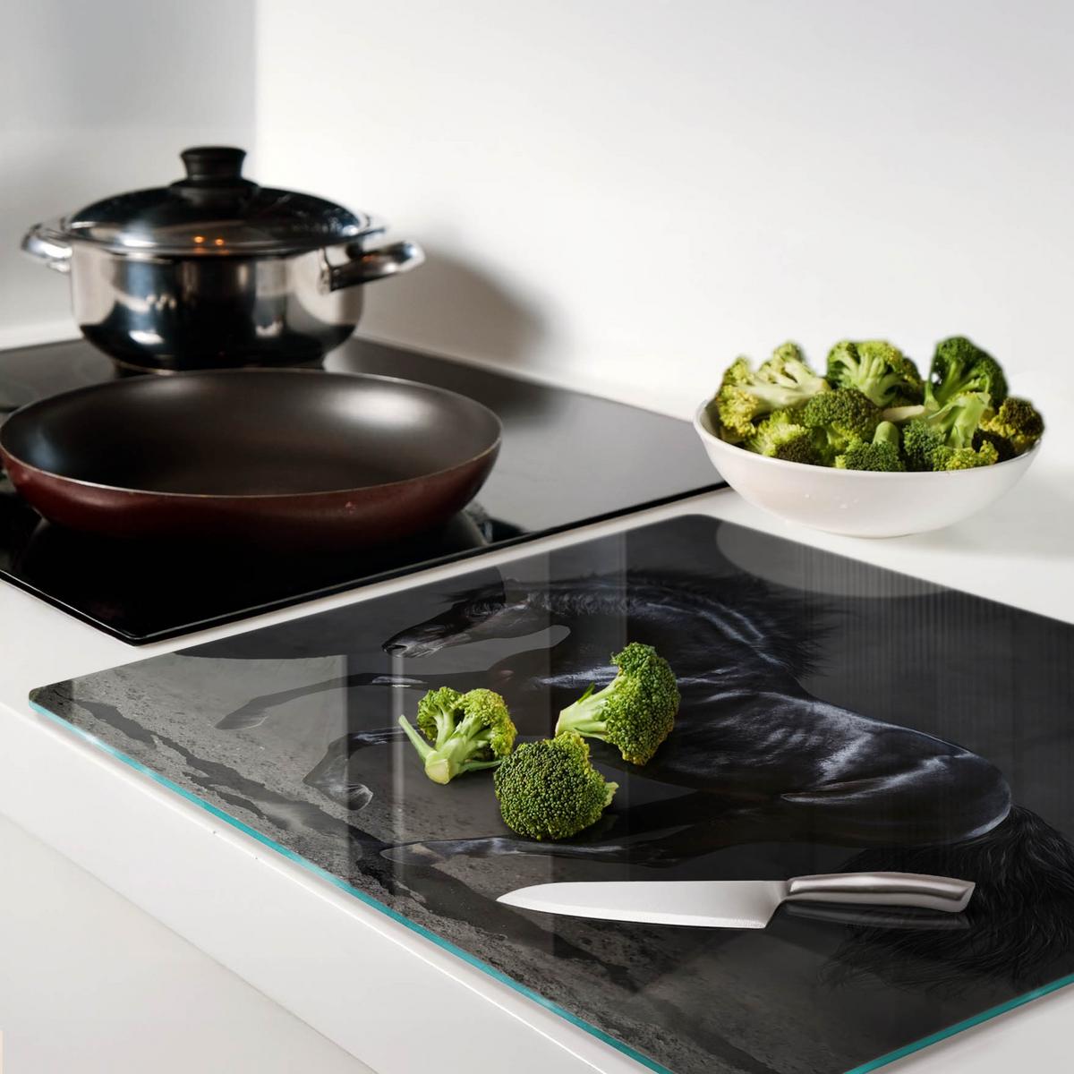 GLASPLATTE 60x52 cm Dunkles Pferd - Schwarz, Glas (60/0.4/52cm) - TULUP