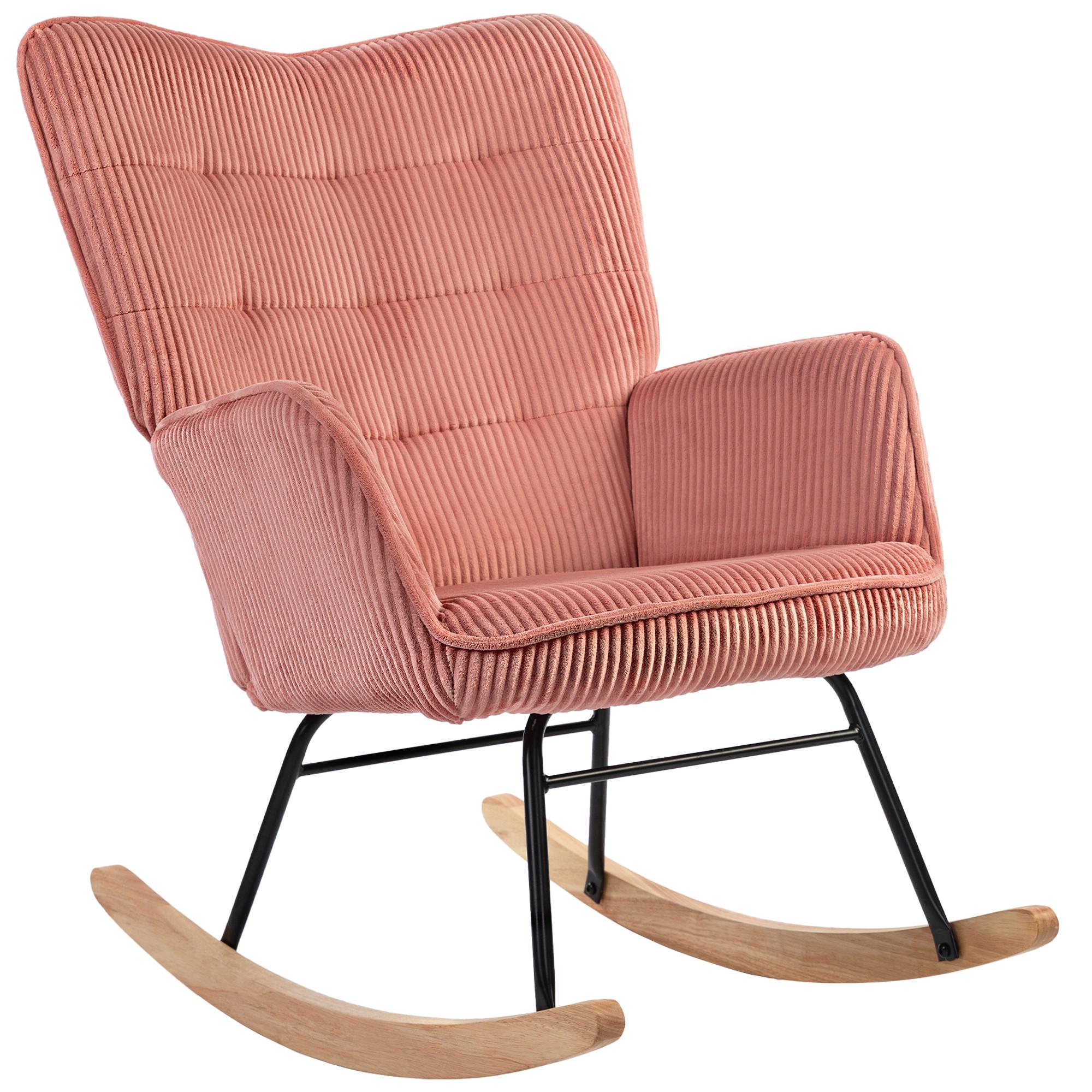 SCHAUKELSTUHL, Schaukelsessel mit Kordoptik, Armlehne für Wohnzimmer, Rosa - Koralle/Rosa, Buchenholz/Textil (98/101/71cm) - HOMCOM