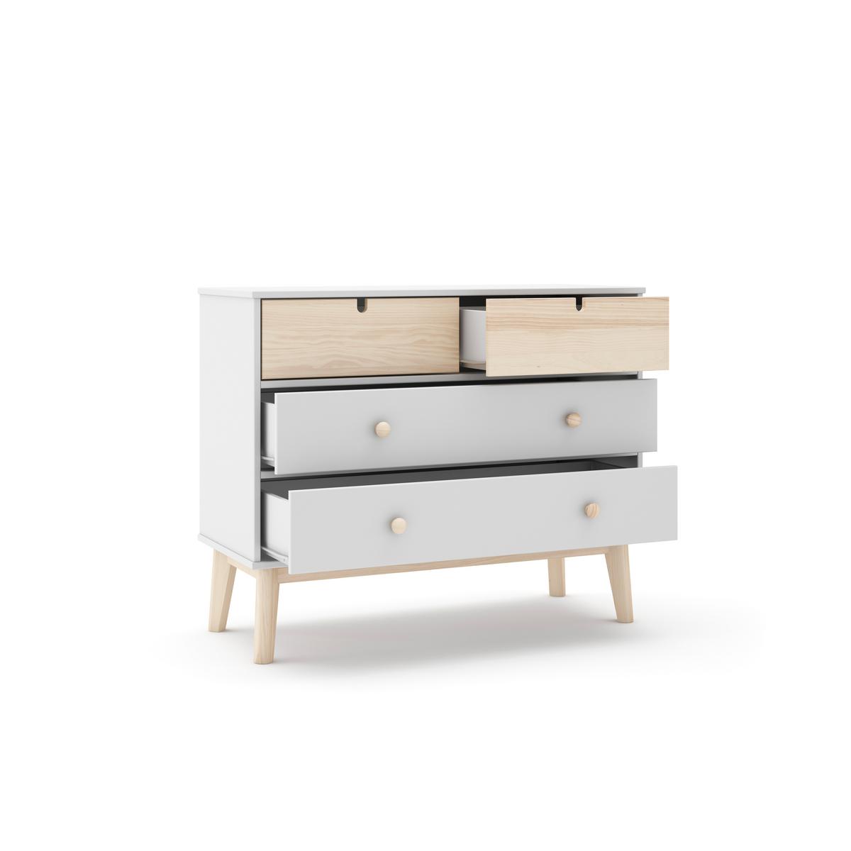 KOMMODE Estefania Weiß 100/40/81 cm - Weiß, Holz (40/81/100cm) - Calicosy