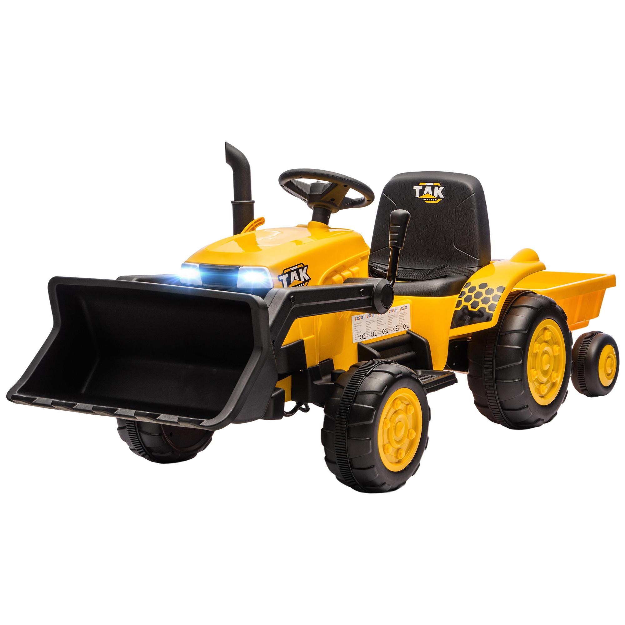 KINDER-ELEKTRO-BAGGER mit Anhänger 12V mit Fernbedienung - Gelb, Kunststoff (158/58/58.5cm) - AIYAPLAY
