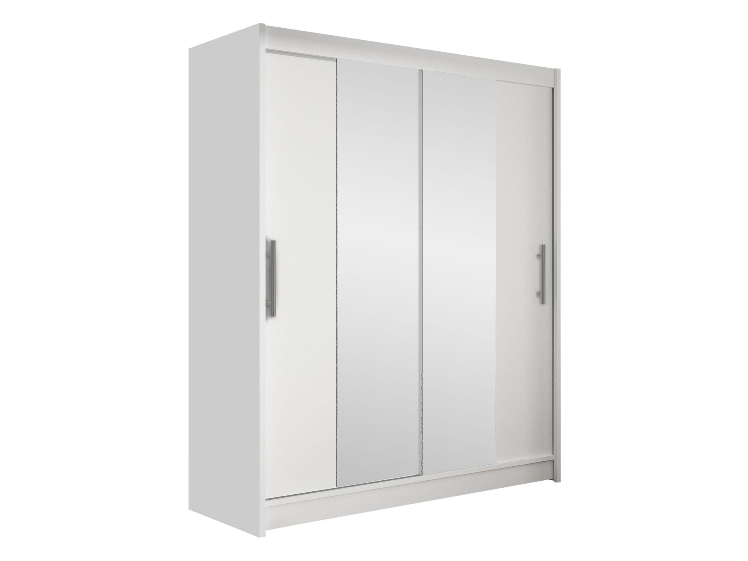 SCHWEBETÜRENSCHRANK Westa II - Silberfarben/Weiß, Holzwerkstoff/Metall (150/200/58cm) - MIRJAN24