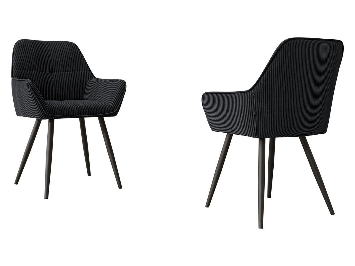 STUHL 2er-Set Archon (2 Stück) - Schwarz, Textil/Metall (64/86/61cm) - MIRJAN24
