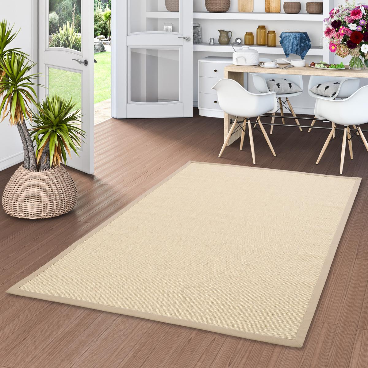SISALTEPPICH NATURA KLASSISCH MIT BORDÜRE - Ecru, Textil (150/150cm) - Pergamon
