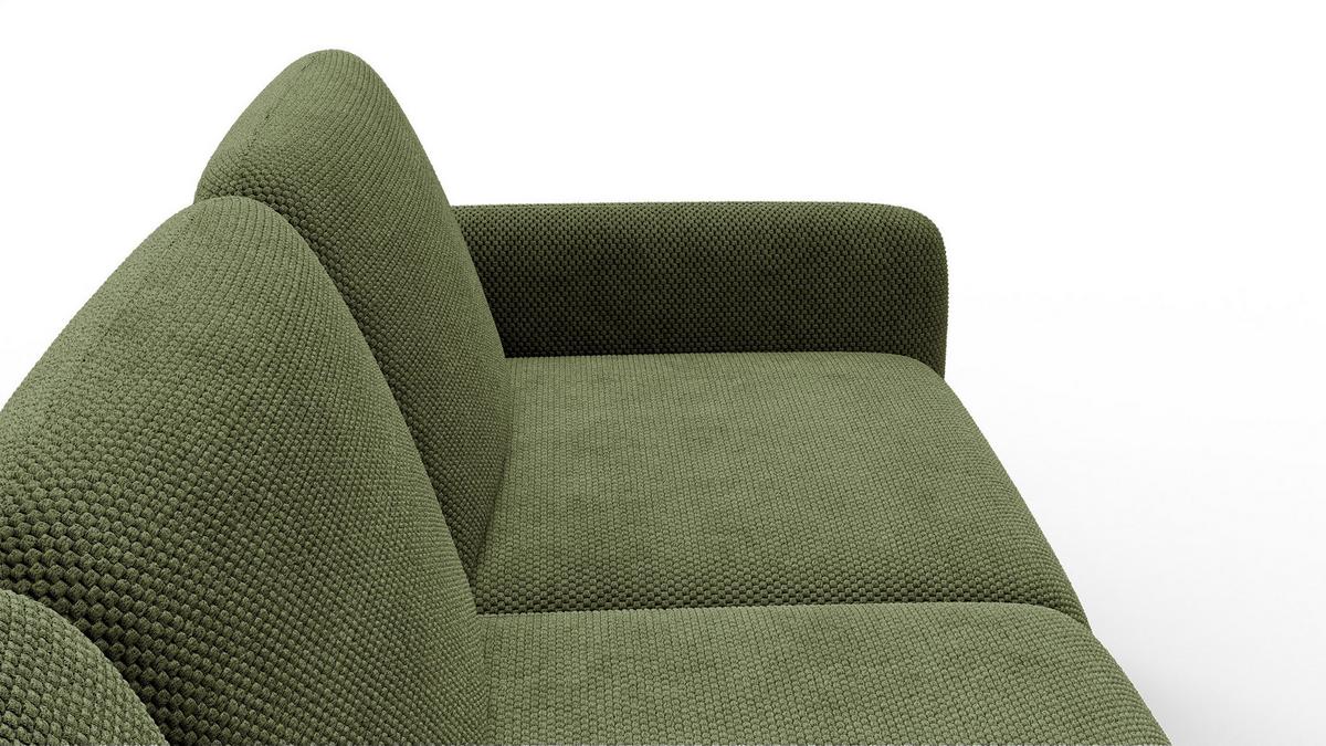 ECKSOFA FEBE 4-Sitzer links, olivgrün - Schwarz/Olivgrün, Holz/Textil (264/157cm) - Wozimo