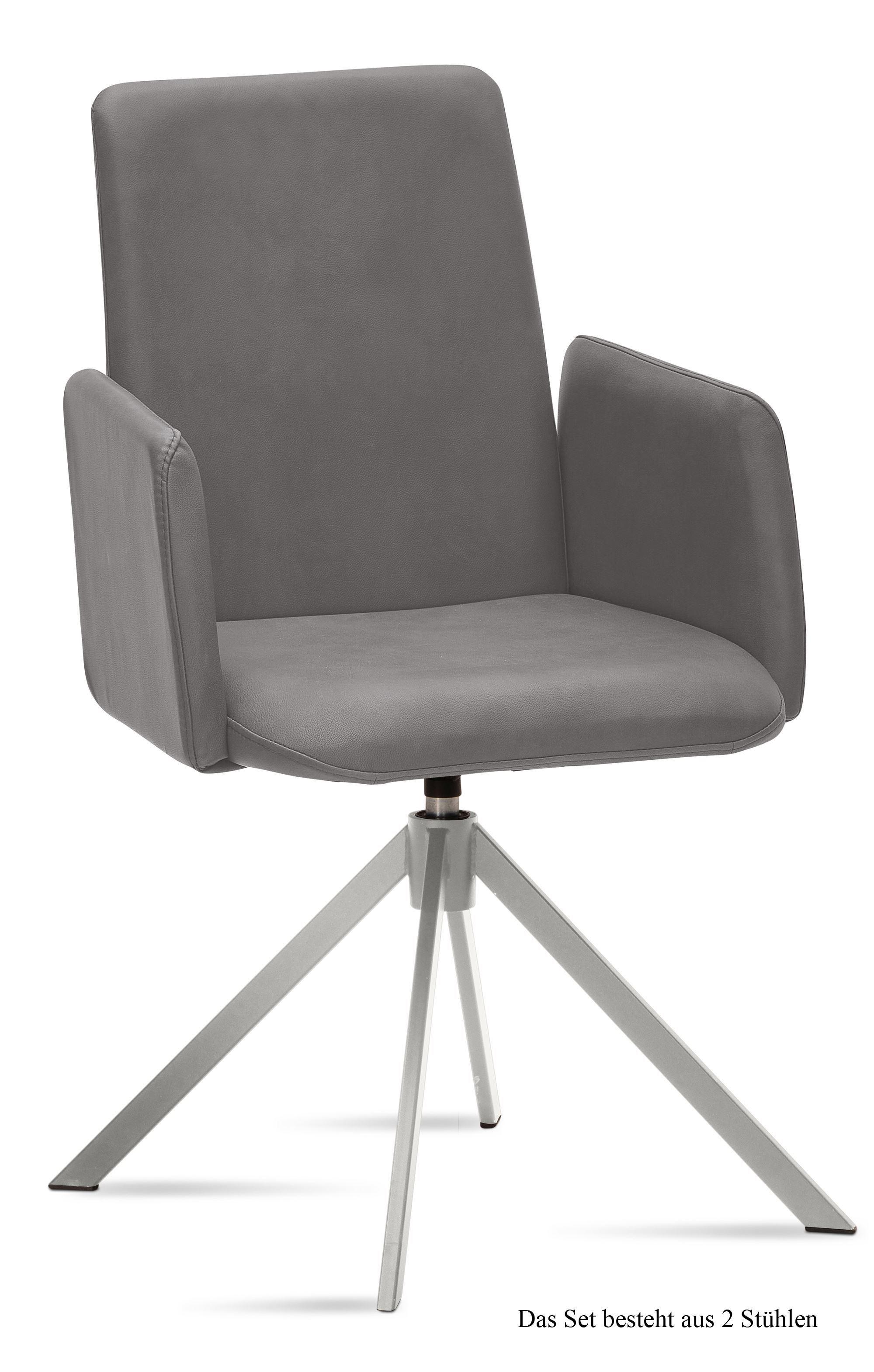 ARMLEHNSTUHL drehbar (2er-Set) Dreama 52x92x60 Edelstahl/Grau - Edelstahlfarben/Grau, Kunststoff (60/92/52cm) - 58aufmkessel