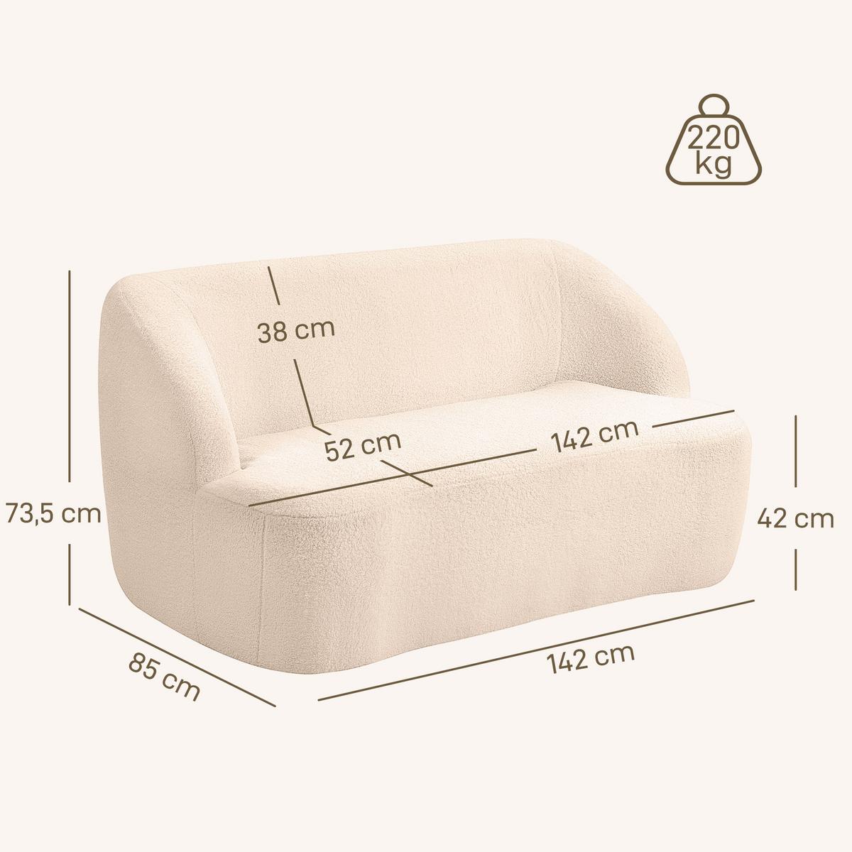 SOFA Nythven 142/85/74cm - Beige, Textil (85/74/142cm) - ZMH