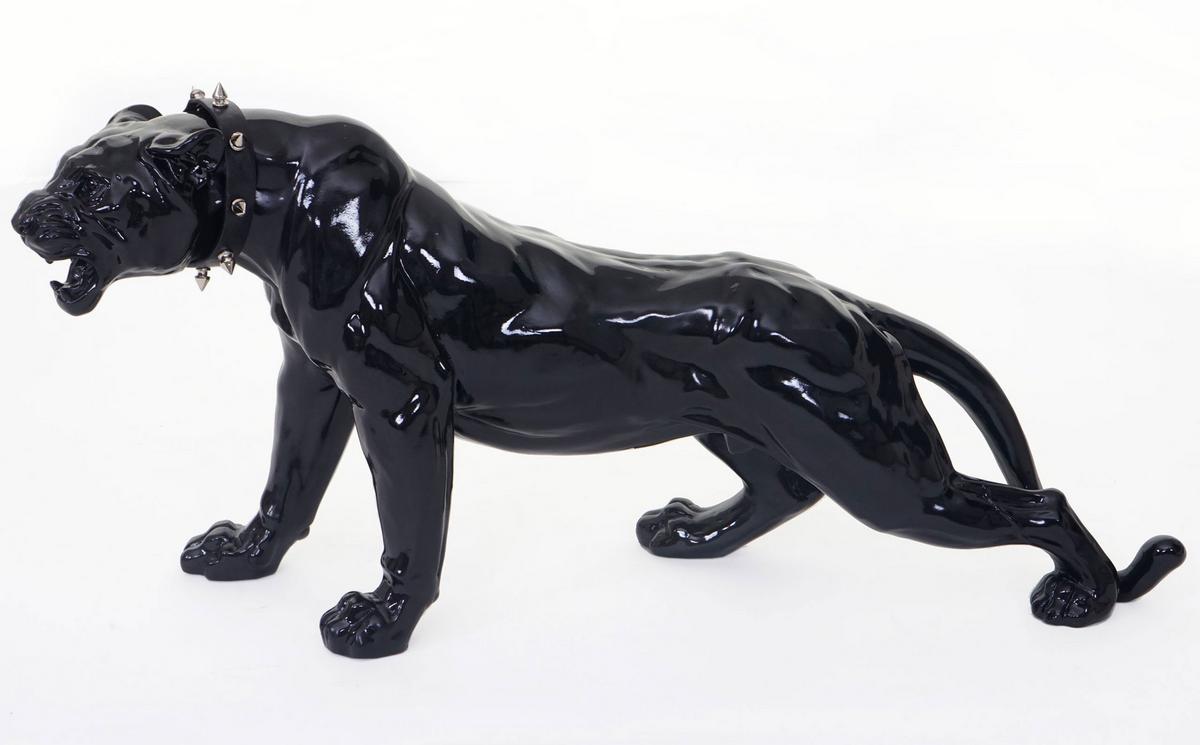DEKO FIGUR PANTHER MIT HALSBAND Hochglanz Schwarz - Schwarz Hochglanz, Stein (18/28/59cm) - MCW