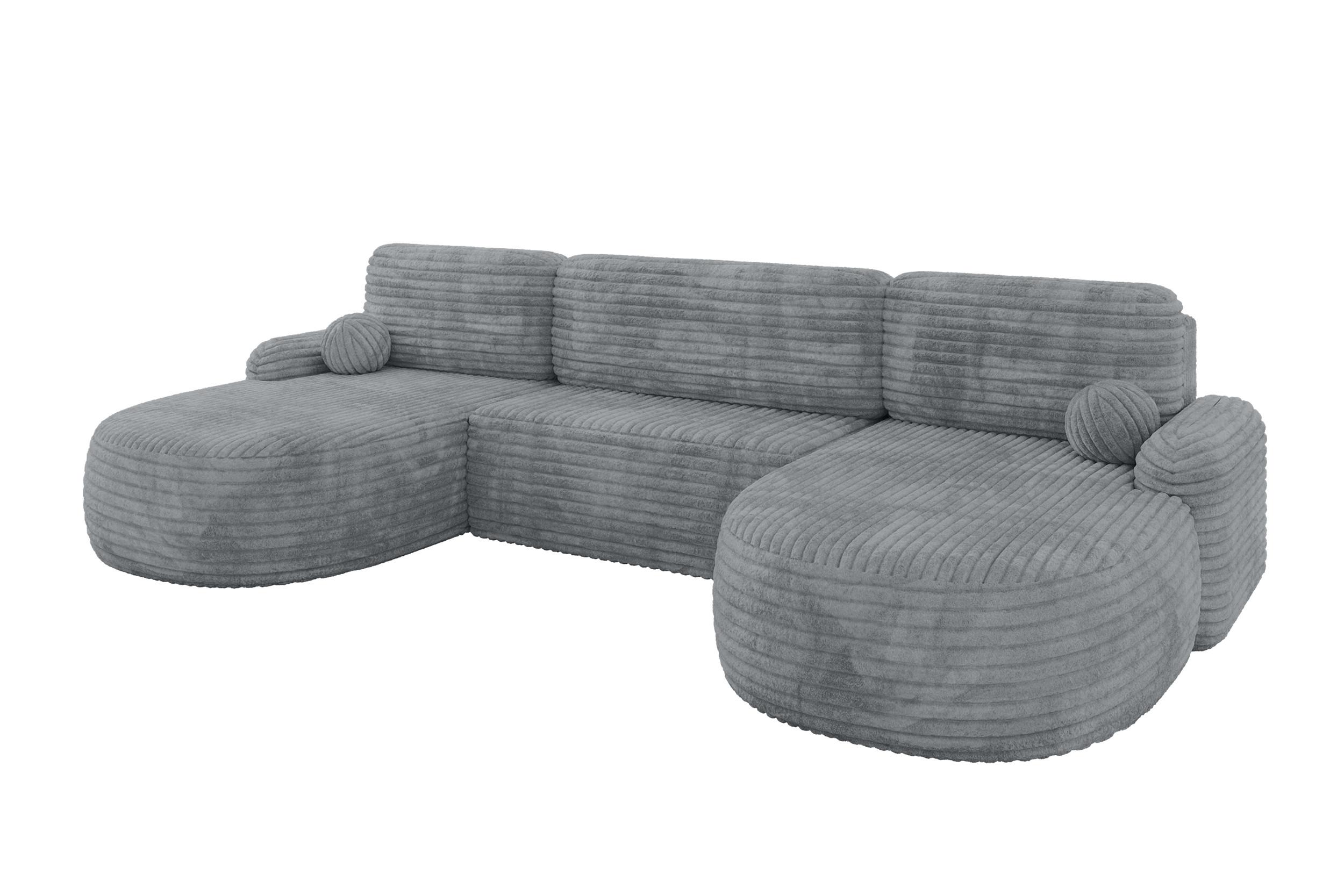 WOHNLANDSCHAFT mit Schlaffunktion und Bettkasten LIRA-U - 335x172x89 Dunkelgrau - Dunkelgrau, Holzwerkstoff/Textil (335/89/172cm) - ALTDECOR