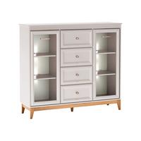 KOMMODE Windsor W-07 mit Weißer LED-Beleuchtung - Kaschmir/Eichefarben, Holz/Holzwerkstoff (142/126/41cm) - MIRJAN24