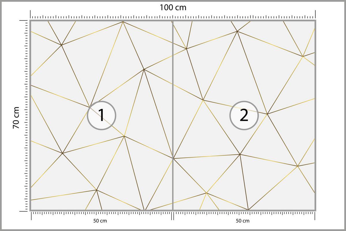 FOTOTAPETE Geometrische Abstraktion Glamour Stil 100x70 - Gelb/Beige, Papier (100/70cm) - Muralo