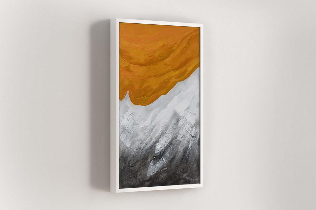 ACRYLBILD HANDGEMALT 60/90 cm - Orange/Grau, Holz/Textil (60/90cm) - KUNSTLOFT