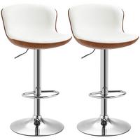 2ER-SET Barhocker, Bistrohocker mit Fußstütze, Drehbar Höhenverstellbar Barstuhl - Silberfarben/Creme, Metall (46/106/50cm) - HOMCOM
