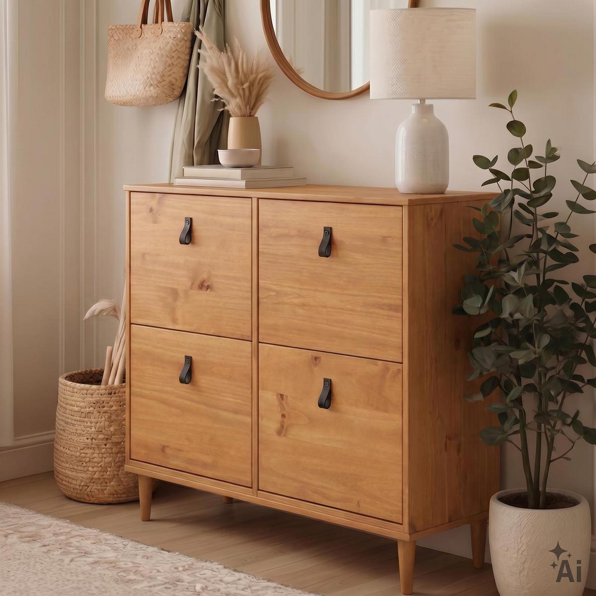 SCHUHKIPPER MIKKA Eiche - Eichefarben, Holz (107/92/25cm) - IDIMEX